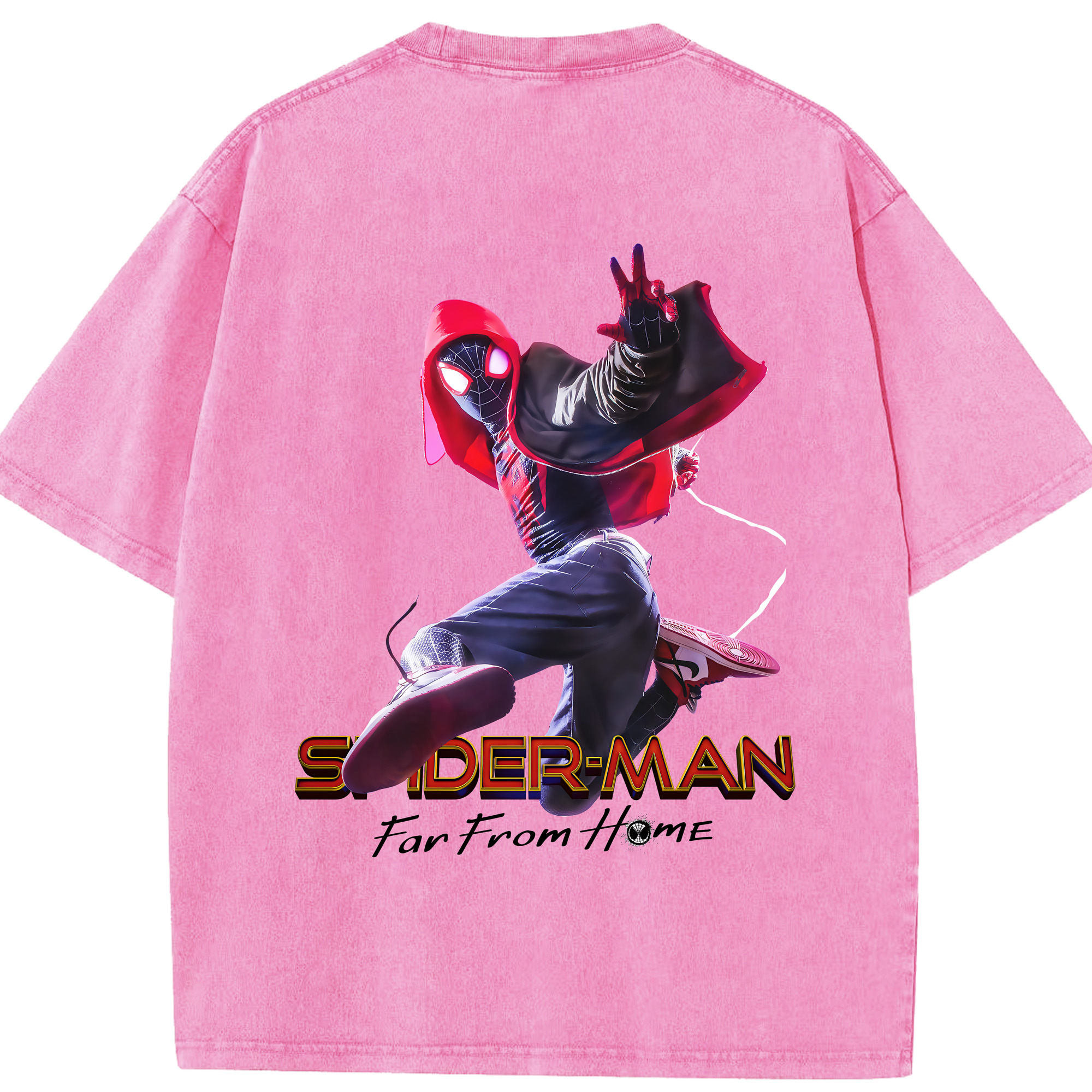 （画像用） Spider Man スパイダーマン 綿100% ヴィンテージ風 半袖Tシャツ（背面プリント）